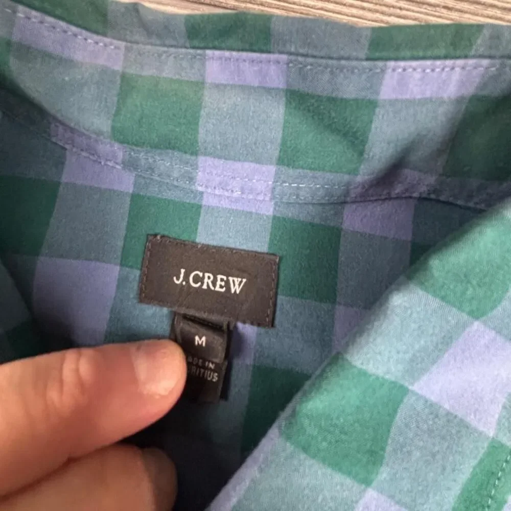 J.Crew Blue Green Plaid Cotton Button Down Shirt Men’s M Preppy